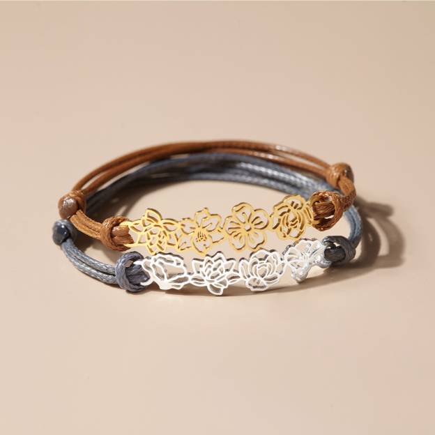 Personalized Mother's Day Dainty Adjustable Birth Flowers Family Jewelry | GC048