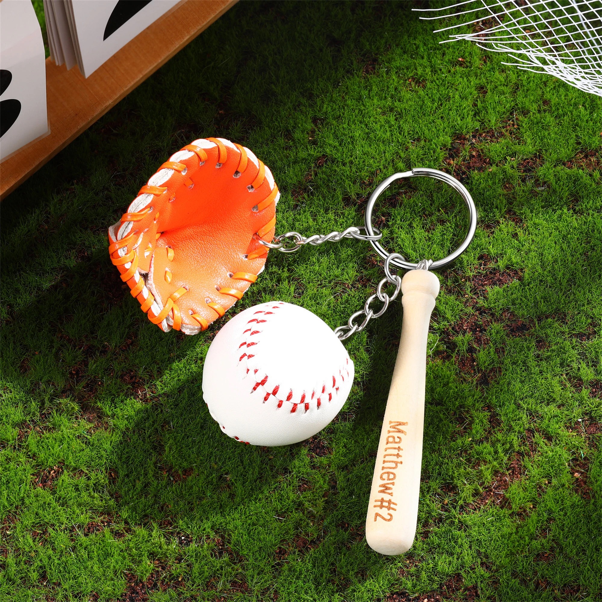 Personalized Baseball Player Tag Keychains | GC036