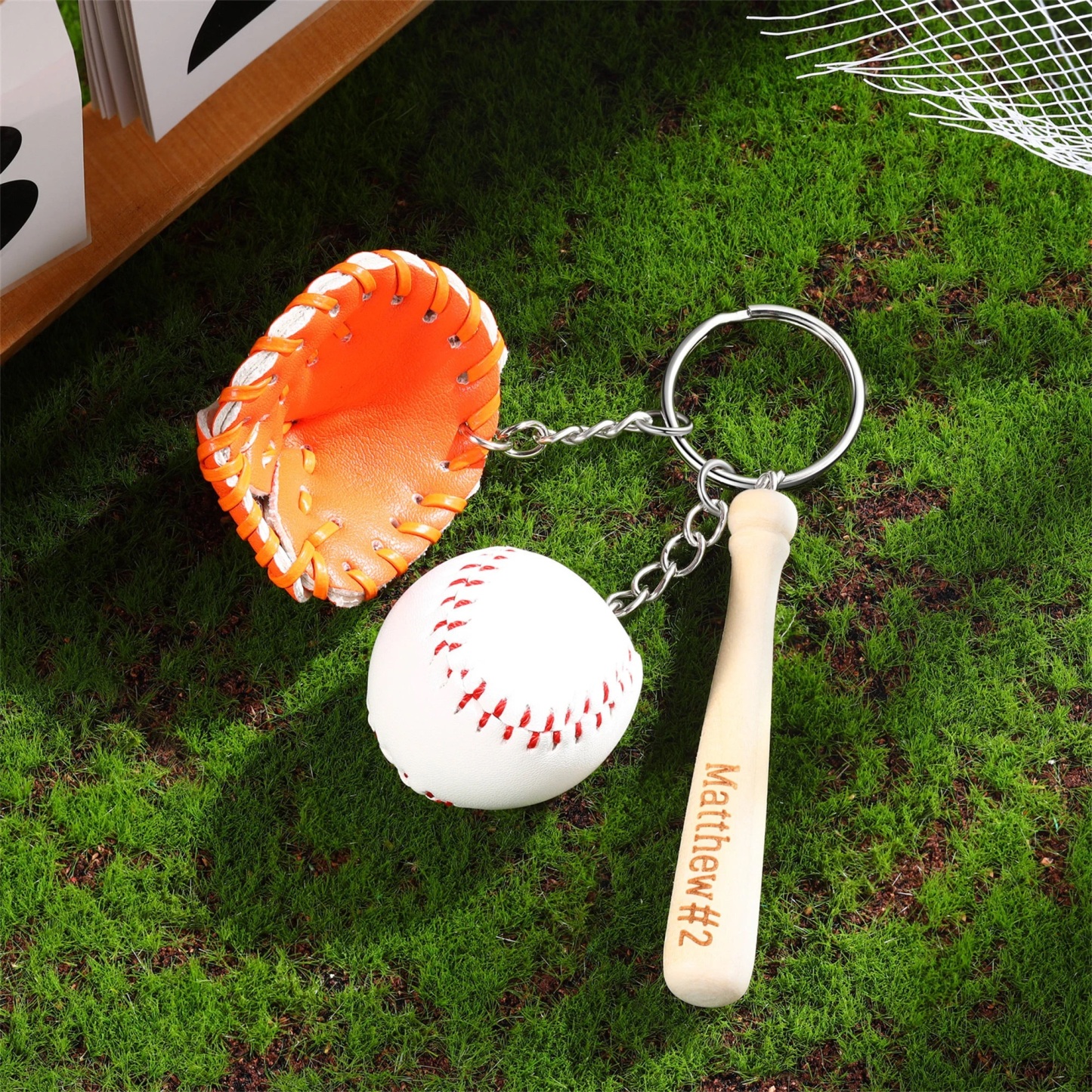 Personalized Baseball Player Tag Keychains | GC036