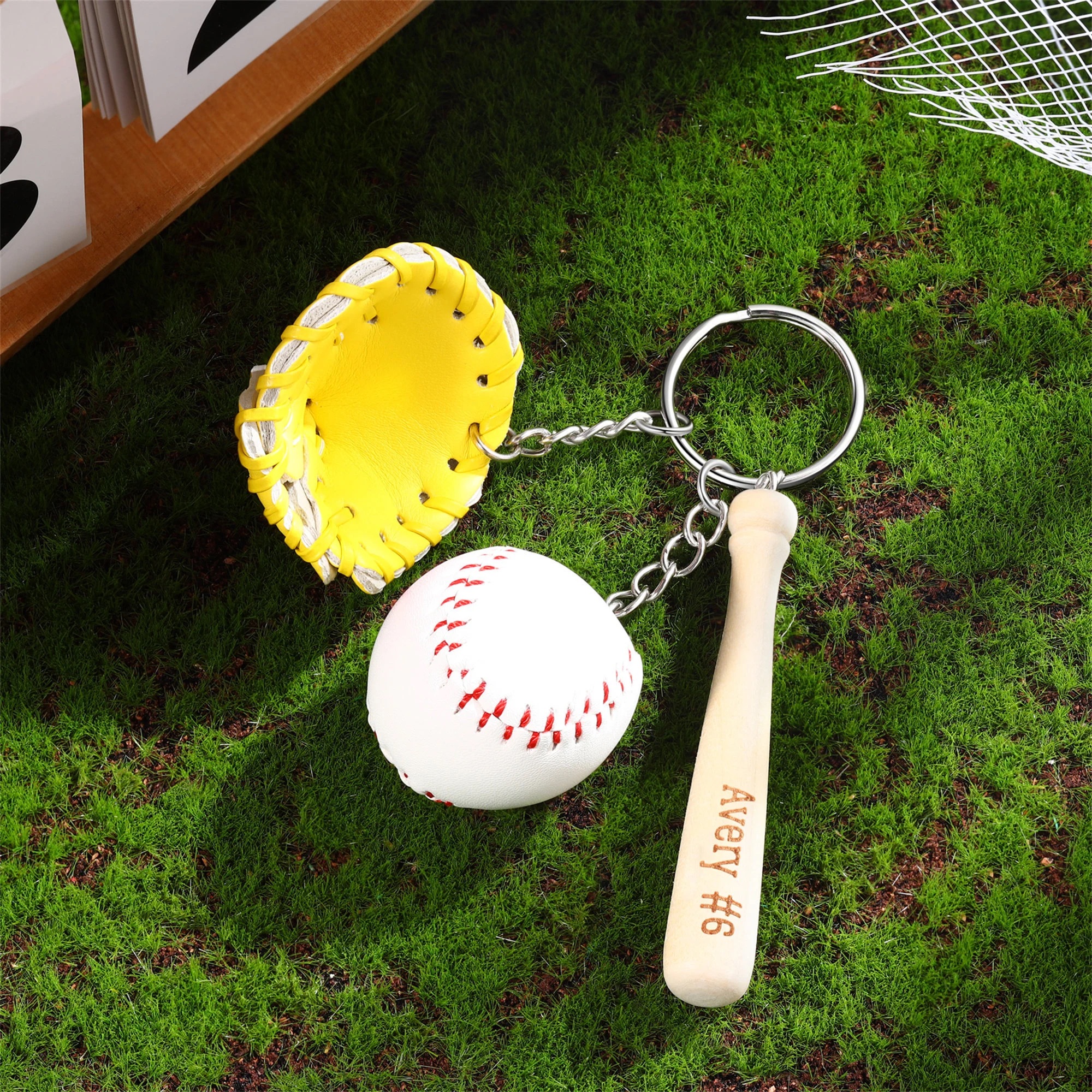 Personalized Baseball Player Tag Keychains | GC036