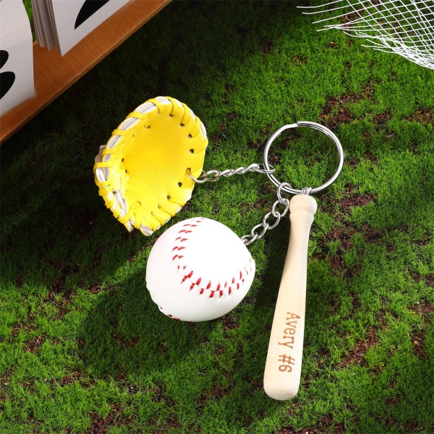 Personalized Baseball Player Tag Keychains | GC036