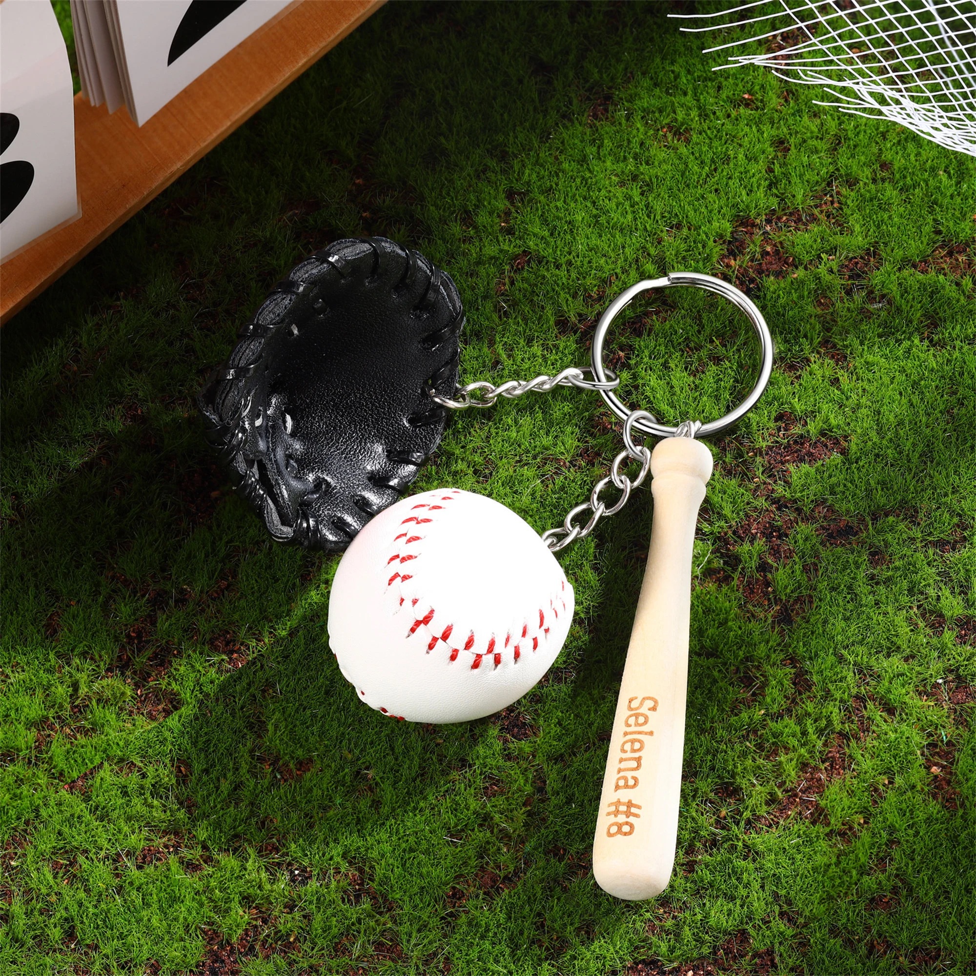 Personalized Baseball Player Tag Keychains | GC036