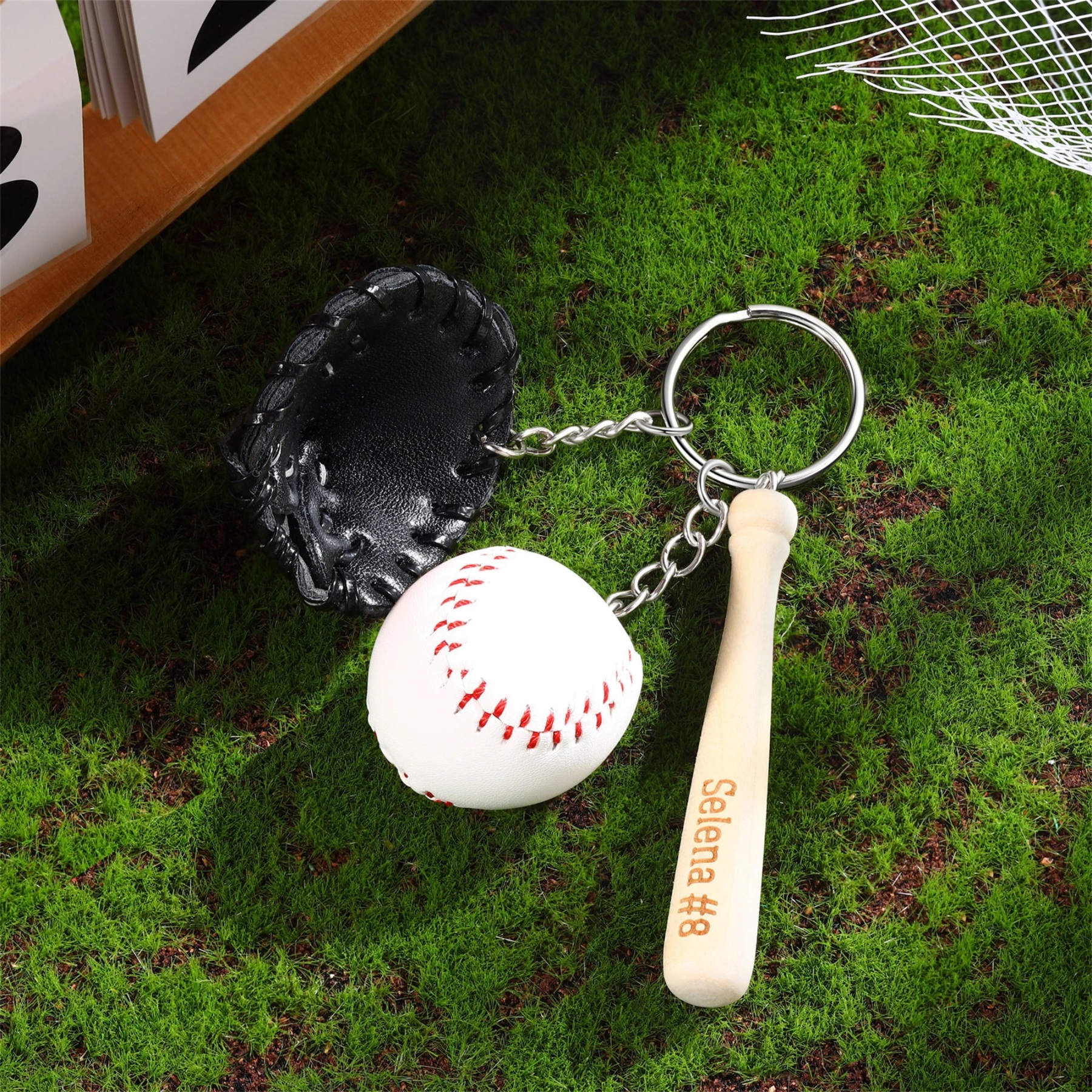 Personalized Baseball Player Tag Keychains | GC036