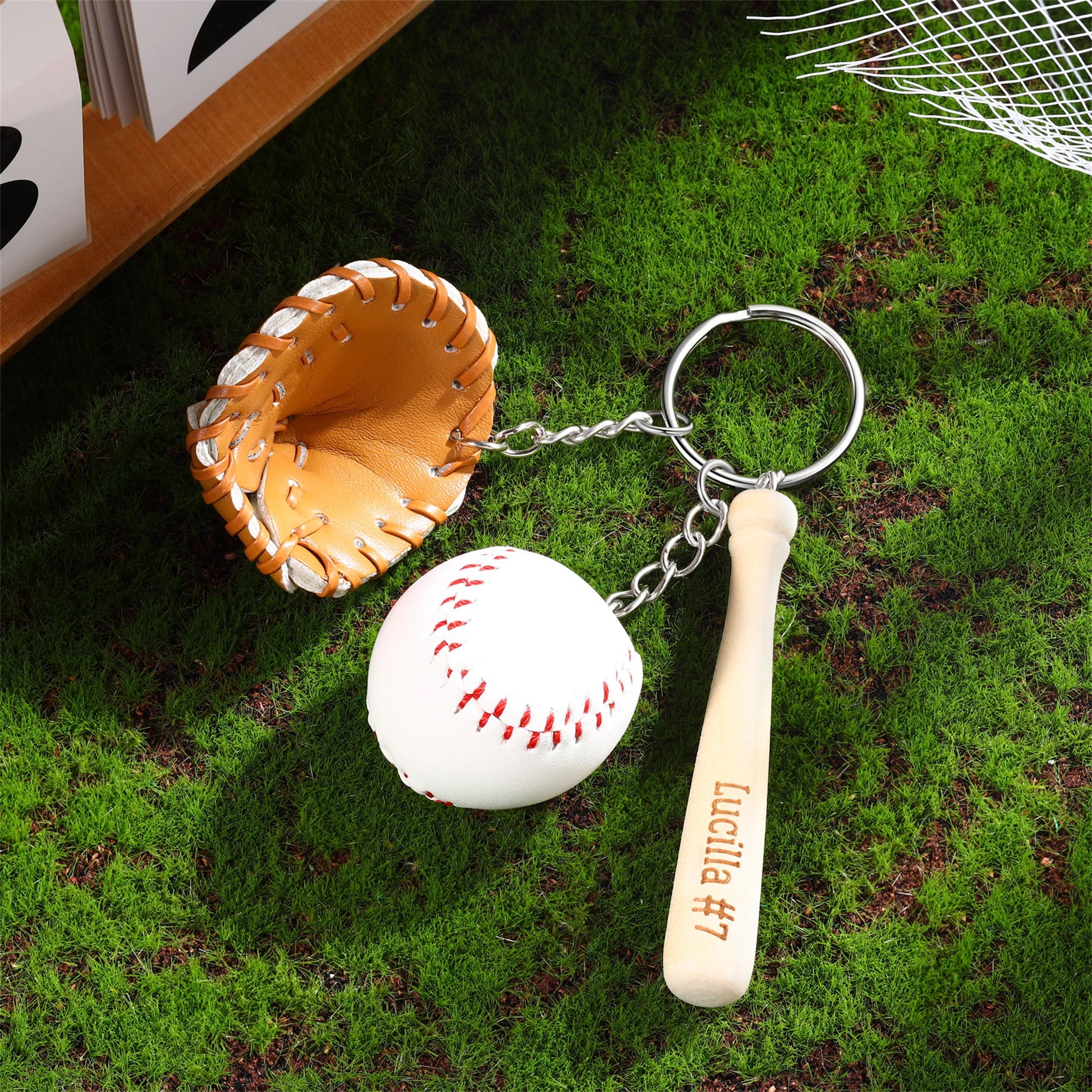 Personalized Baseball Player Tag Keychains | GC036