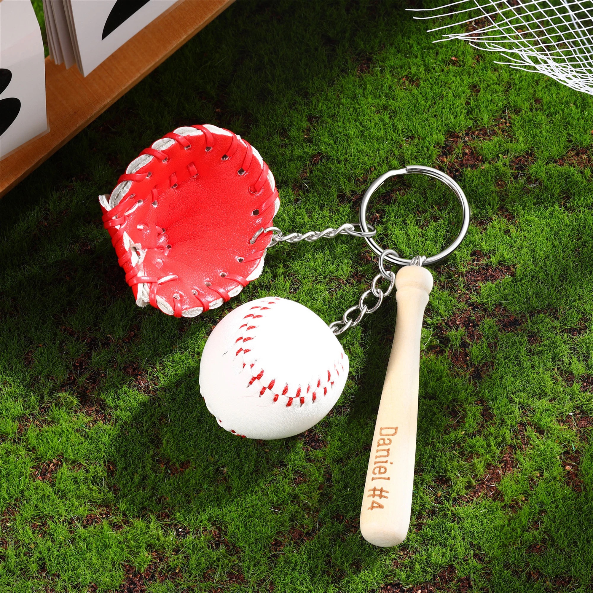 Personalized Baseball Player Tag Keychains | GC036