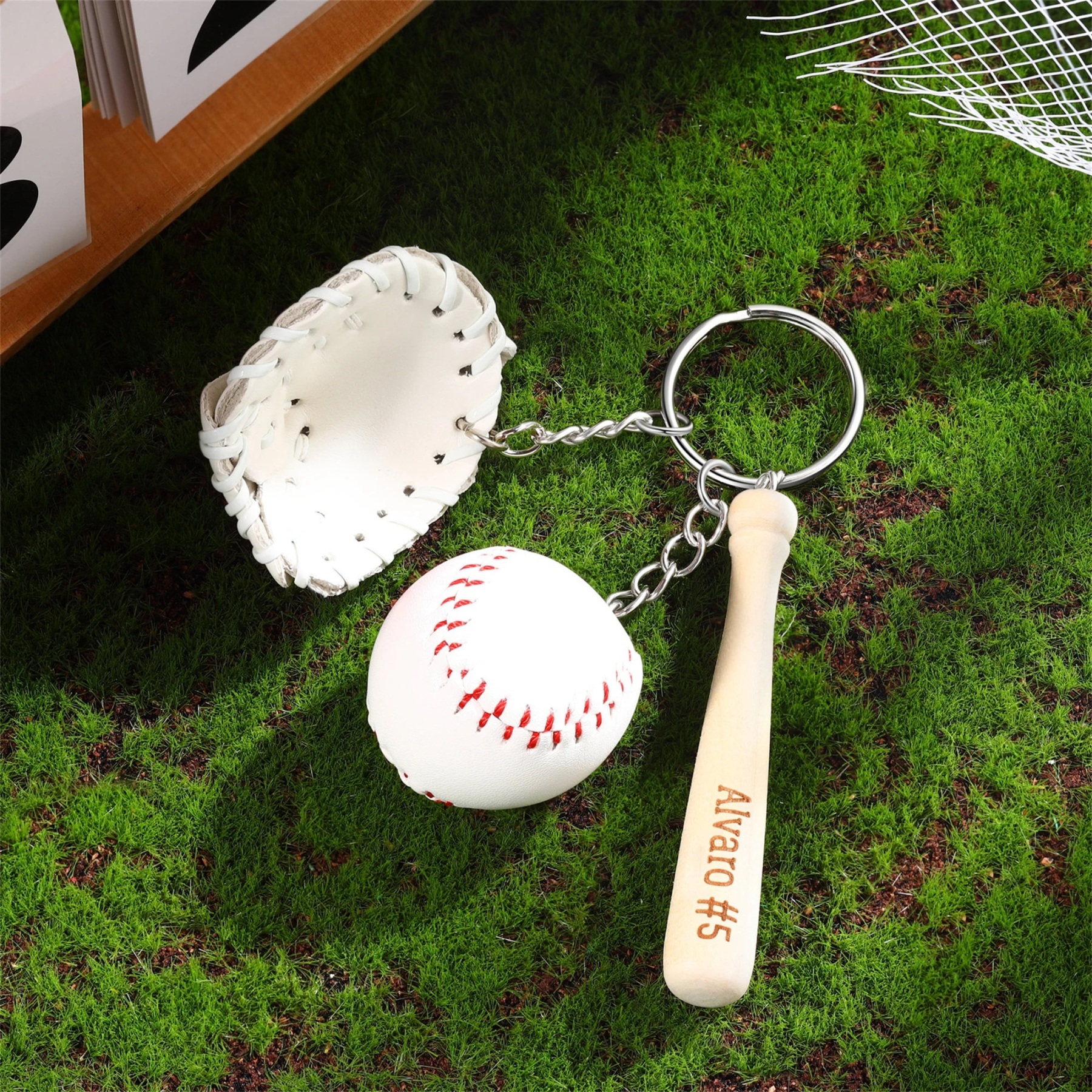 Personalized Baseball Player Tag Keychains | GC036