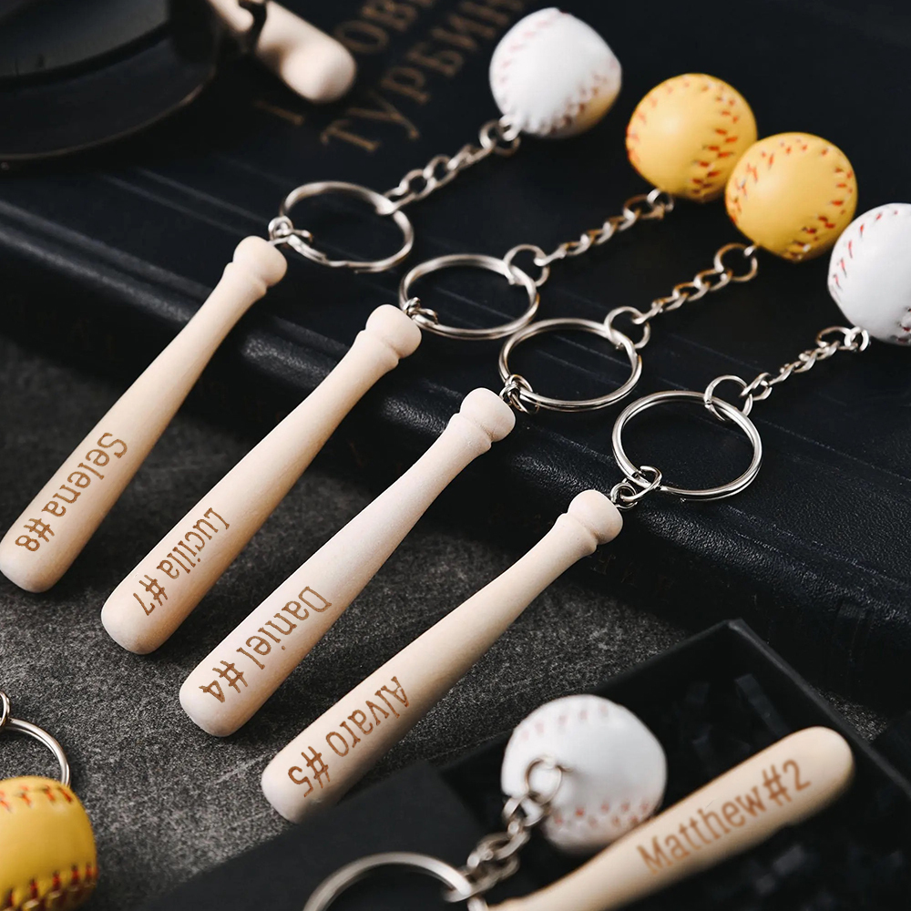 Personalized Baseball Player Tag Keychains | GC036