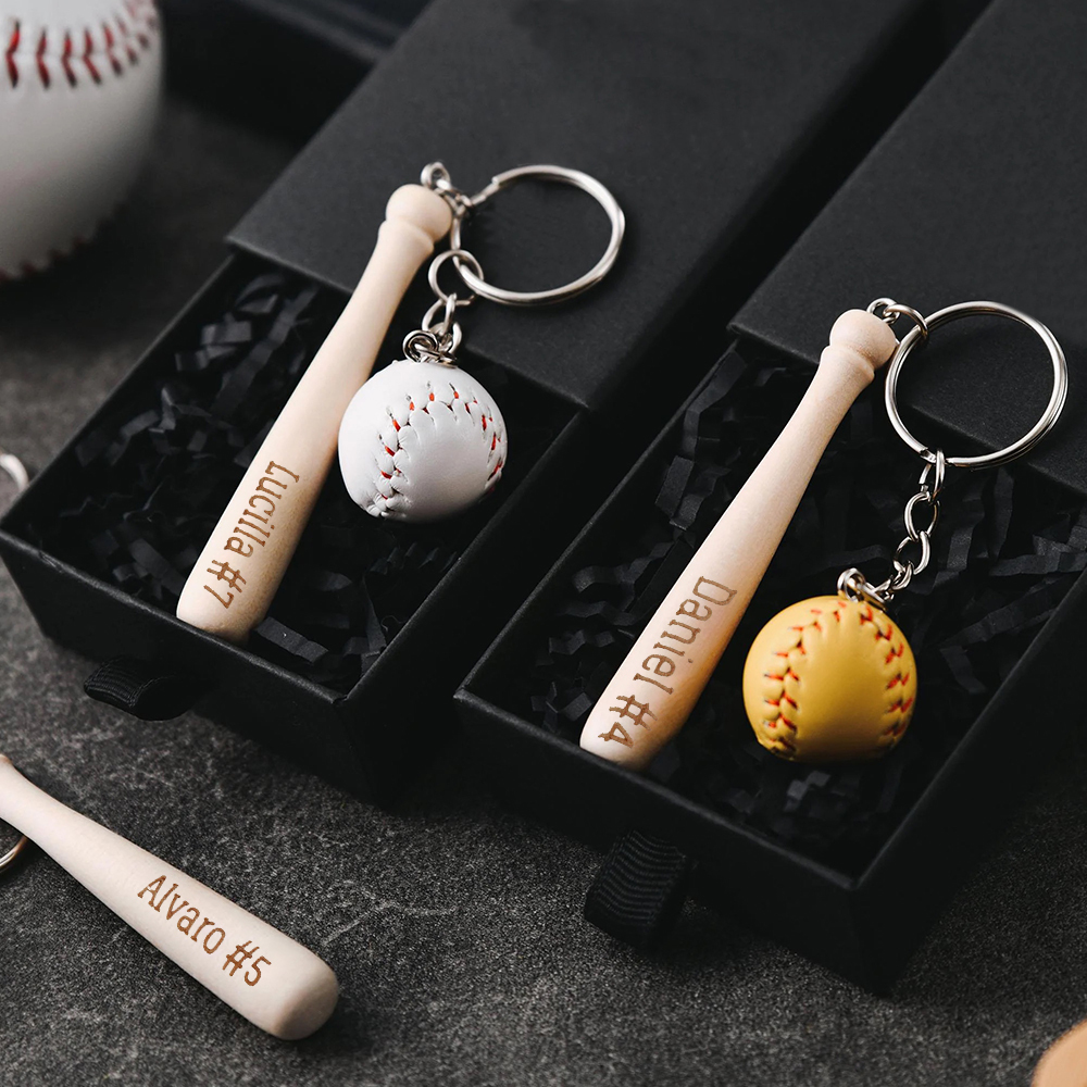 Personalized Baseball Player Tag Keychains | GC036