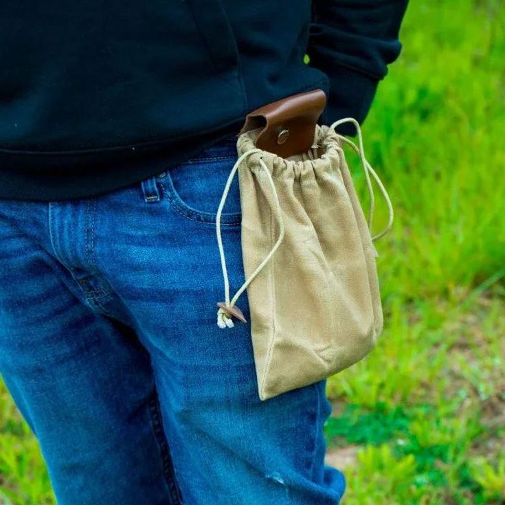 Personalised Canvas Drawstring Collapsable Forest Foraging Pouch | Dad04