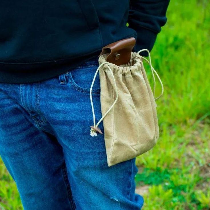 Personalised Canvas Drawstring Collapsable Forest Foraging Pouch | Dad04