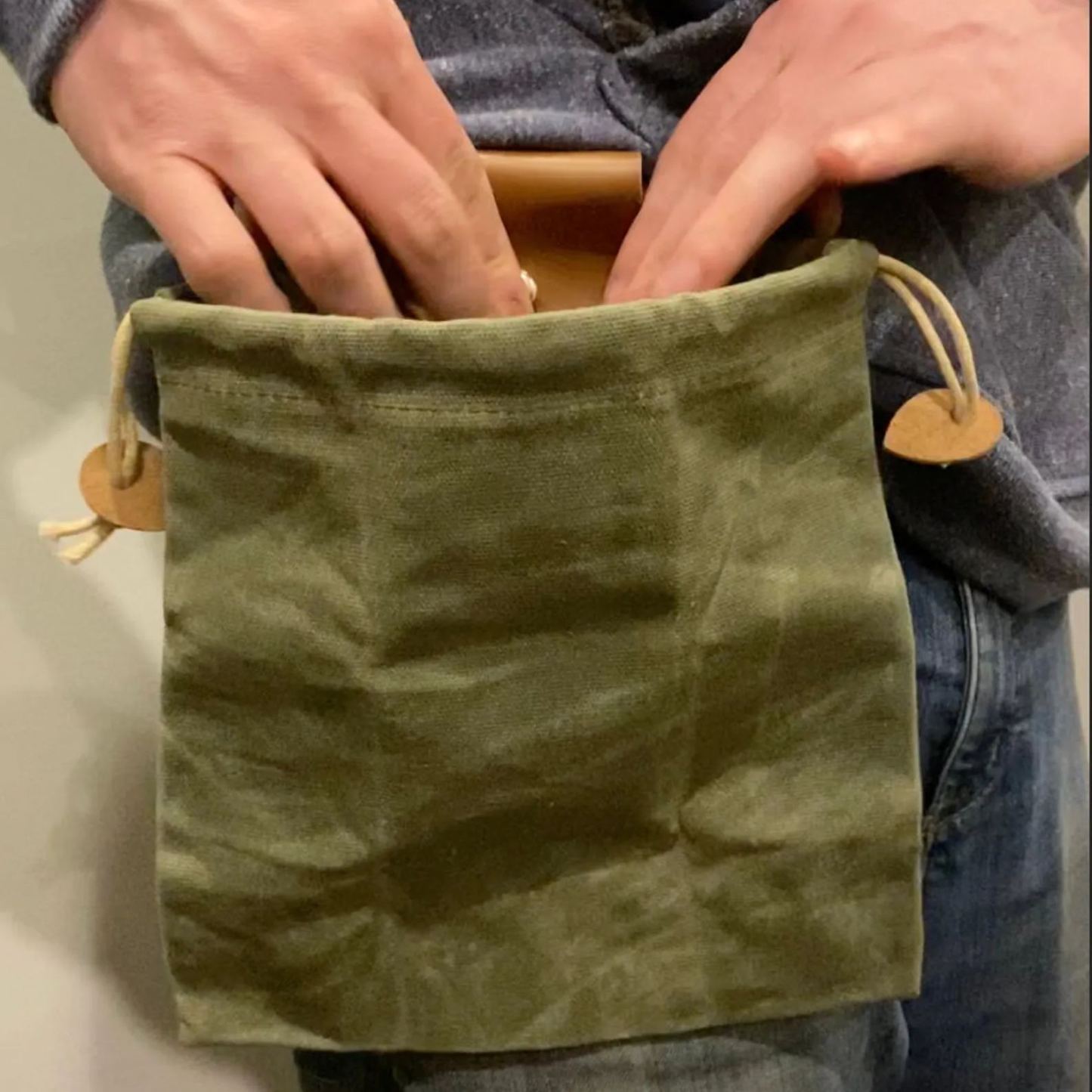 Personalised Canvas Drawstring Collapsable Forest Foraging Pouch | Dad04