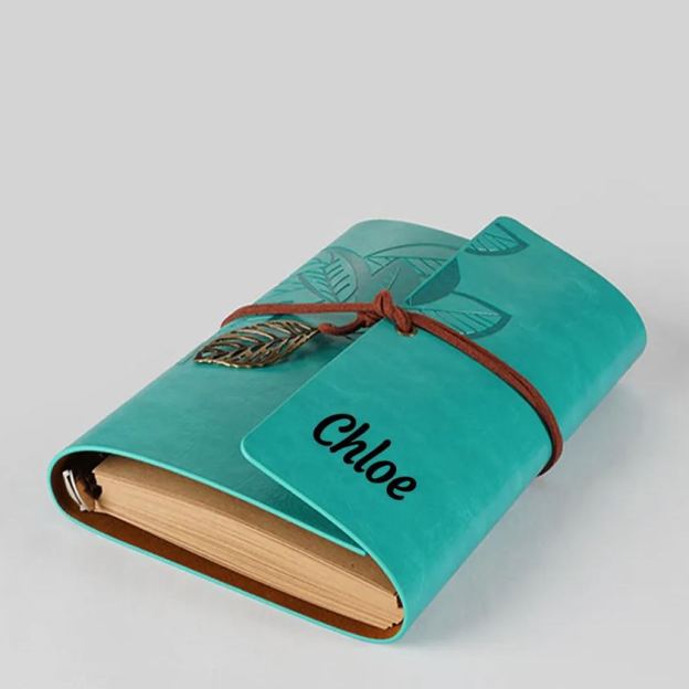 Personalized Name Leather Floral Notebook | GC004