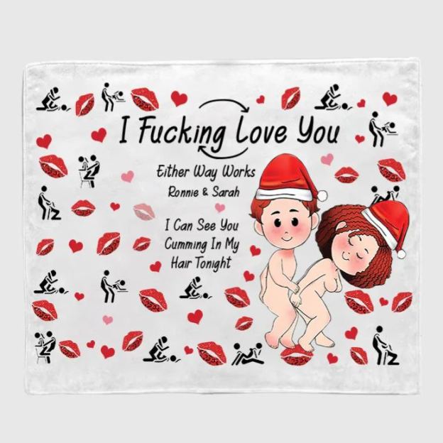 Personalized I Fucking Love You Funny Couple Blanket | GC026