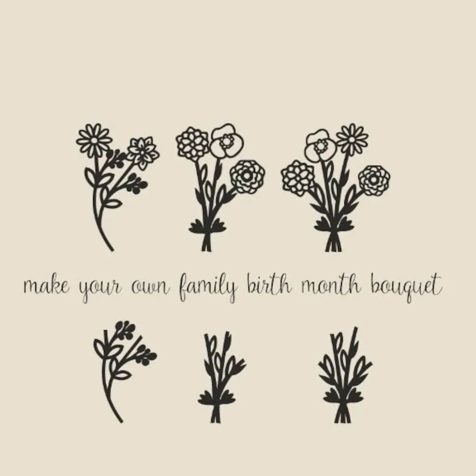 Personalized Family Birth Flower Bouquet Necklace | GC049