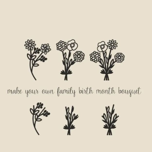 Personalized Family Birth Flower Bouquet Necklace | GC049