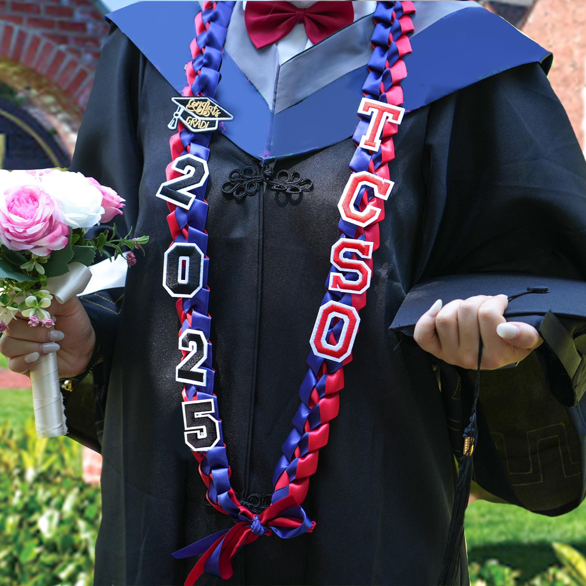 Personalized Name Braided Satin Ribbon Graduation Lei | KKSchool10