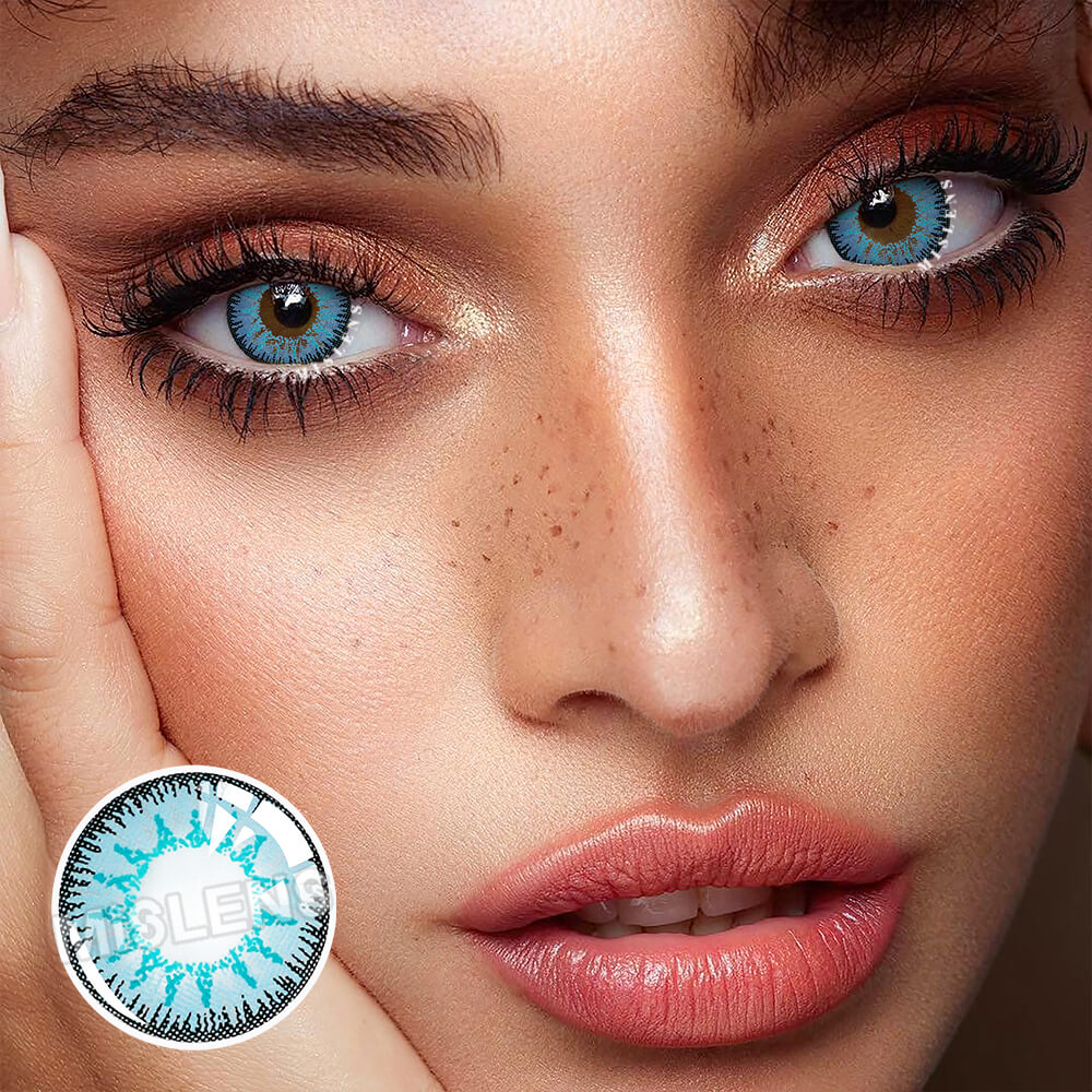 Mislens Vika Tricolor Blue  color contact Lenses for dark brown eyes