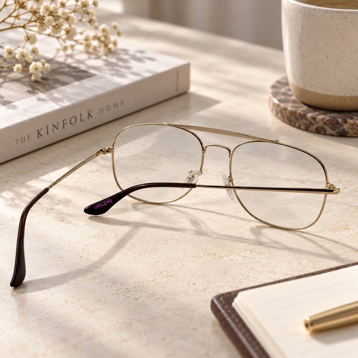 Mislens Avery Gold Double Bridge Metal Glasses