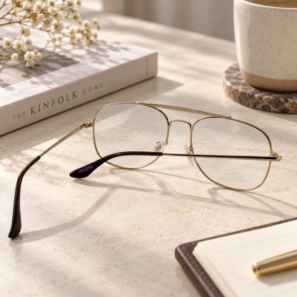 Mislens Avery Gold Double Bridge Metal Glasses