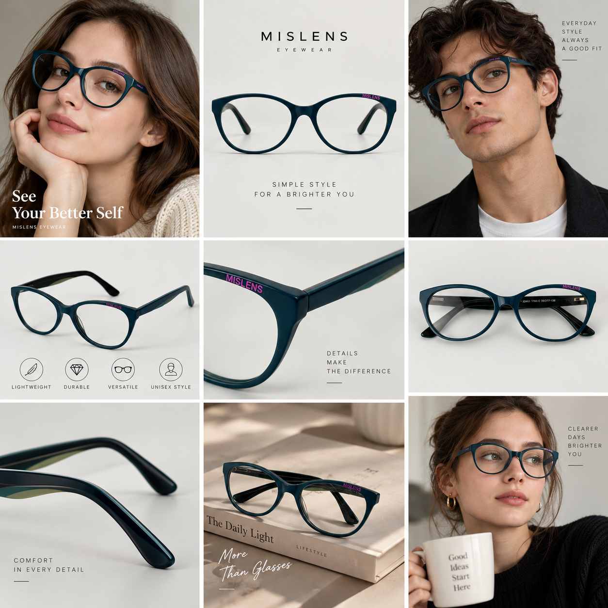 Mislens Elara Teal Cat-Eye Eyeglasses