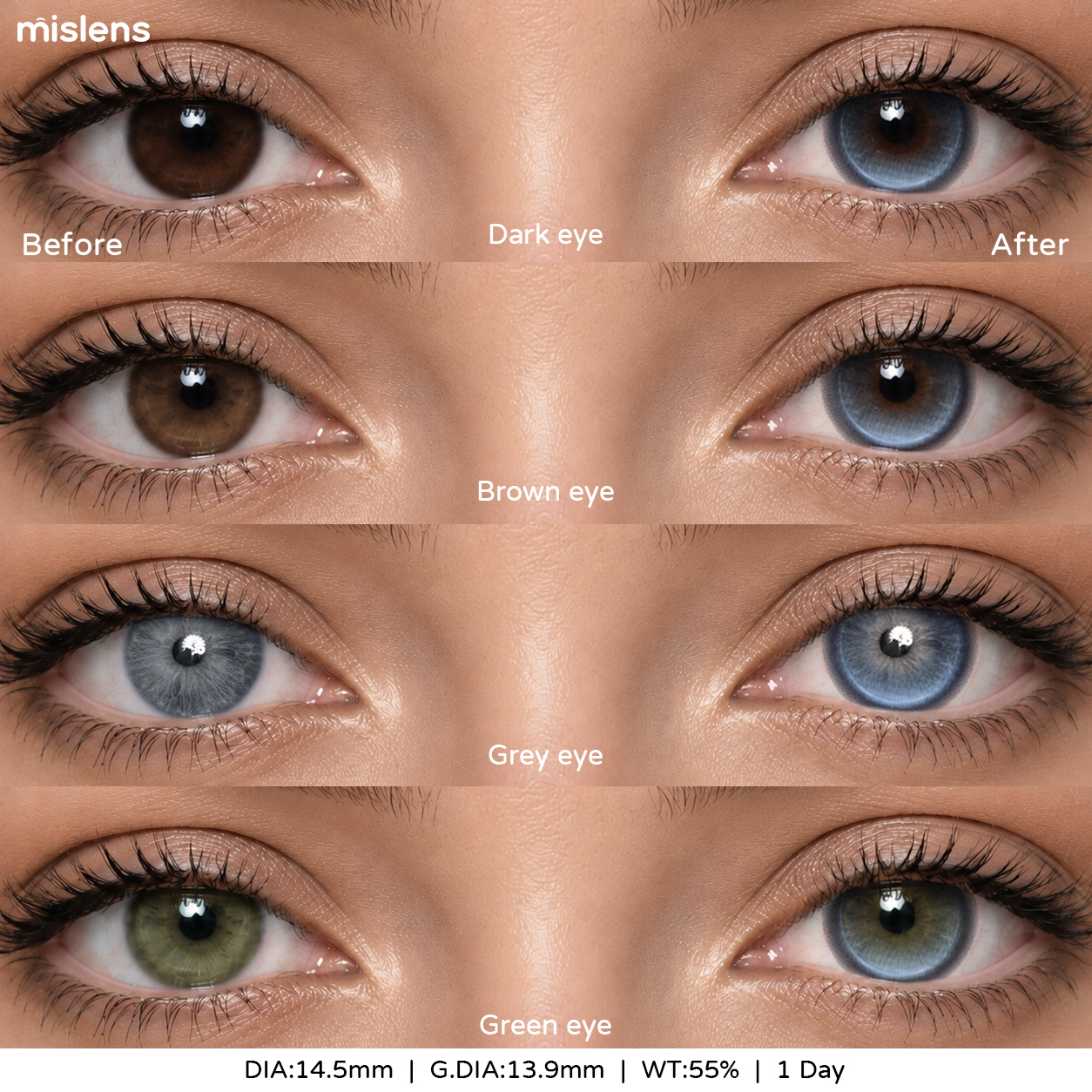 【New】Mislens Sigh Blue 1-Day Lenses (10 Lenses / Box)