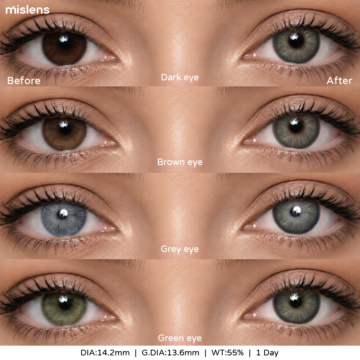 【New】Mislens Sway Grey 1-Day Lenses (10 Lenses / Box)