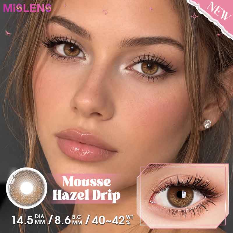 【New】Mislens Mousse Hazel Drip 1-Month Lenses 