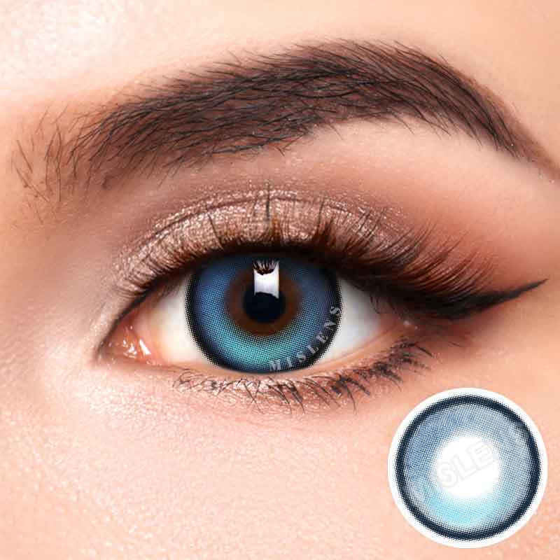 【New】【Prescription】Mislens Bubble Blue color contact Lenses for dark brown eyes