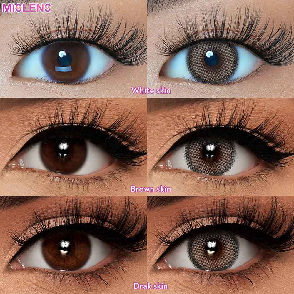 【New】【Prescription】Mislens Classic Charcoal Gray color contact Lenses for dark brown eyes