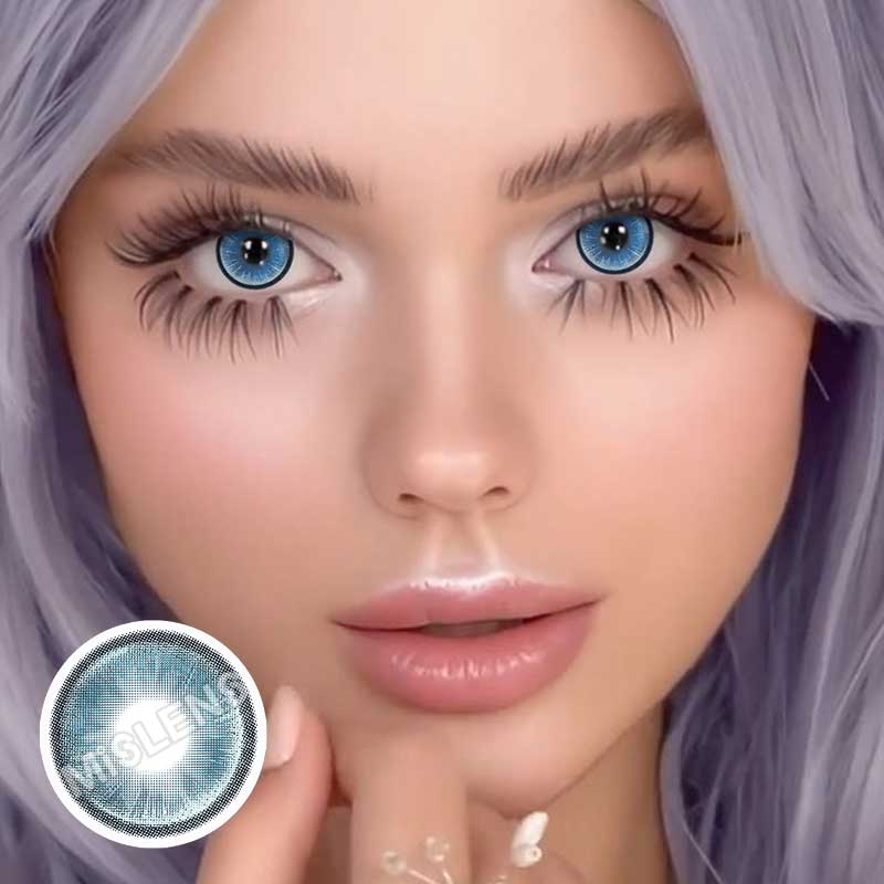 【New】Mislens CrystalOrb Blue color contact Lenses for dark brown eyes