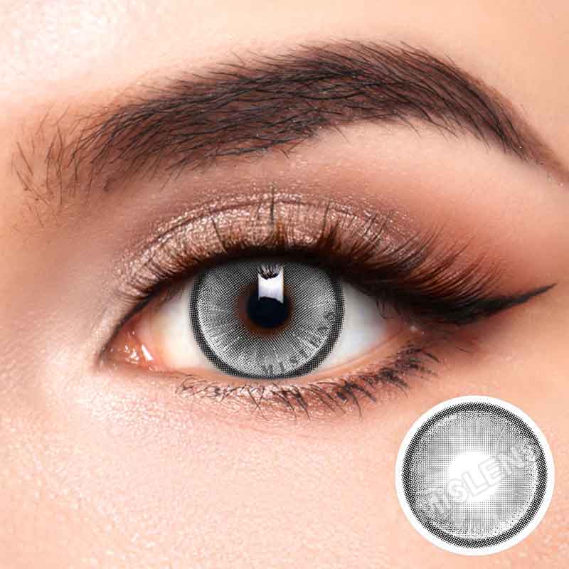 【New】Mislens CrystalOrb Smokey Grey color contact Lenses for dark brown eyes