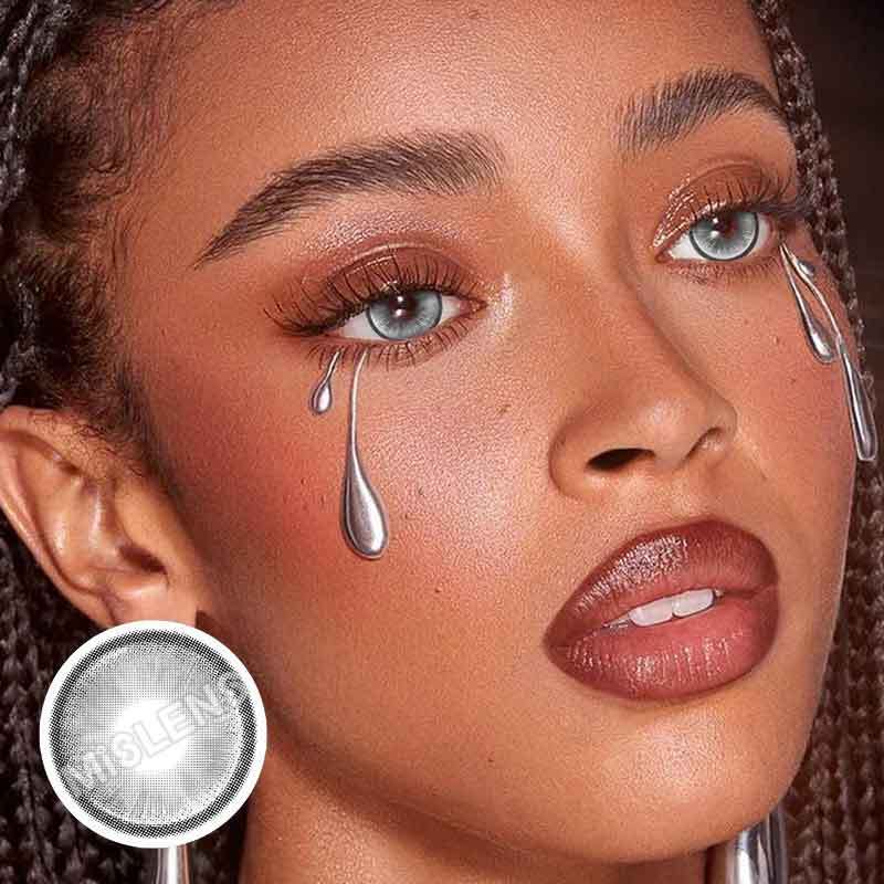 【New】Mislens CrystalOrb Smokey Grey color contact Lenses for dark brown eyes