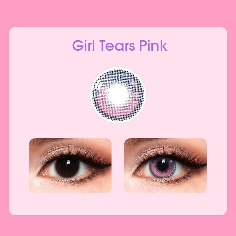 Mislens Girl Tears Pink color contact Lenses for dark brown eyes