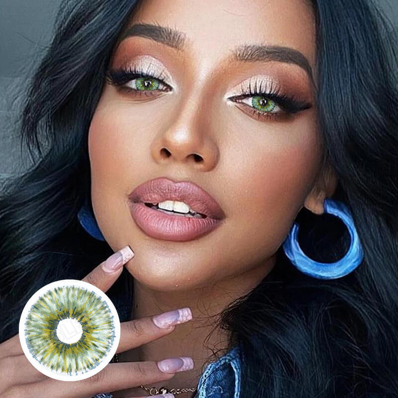 Mislens Rare Iris Green color contact Lenses for dark brown eyes