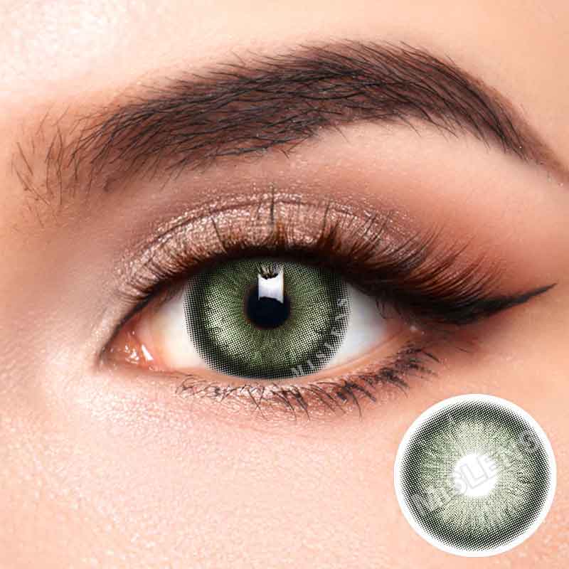 【New】Mislens Ice Crystal Green color contact Lenses for dark brown eyes