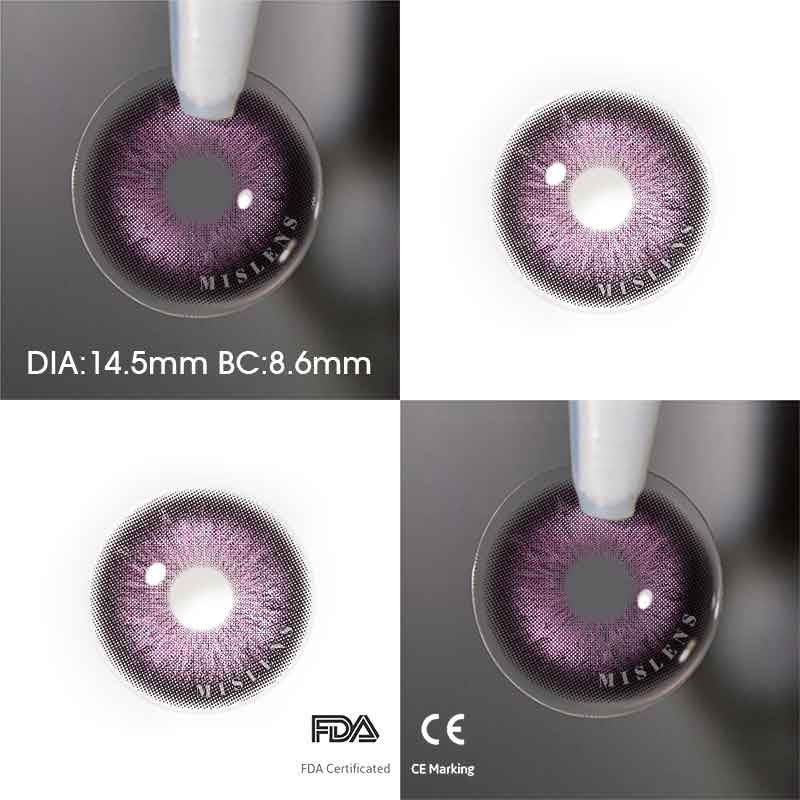 【New】Mislens Ice Crystal Purple color contact Lenses for dark brown eyes