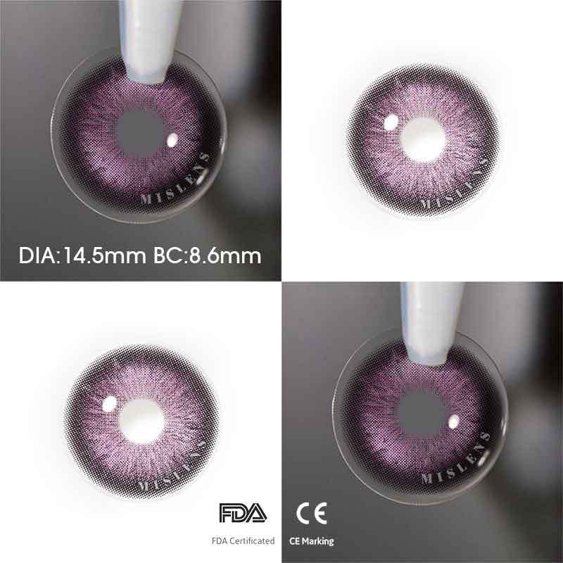 【New】Mislens Ice Crystal Purple color contact Lenses for dark brown eyes
