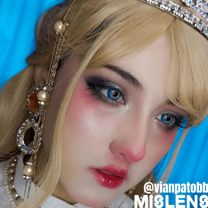 Mislens Rococo Royalty Blue color contact Lenses for dark brown eyes