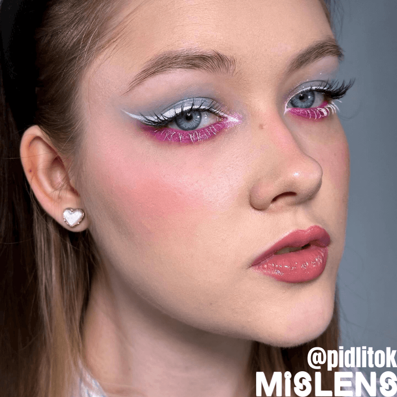 【U.S Warehouse】Mislens I Heart Blue color contact Lenses for dark brown eyes