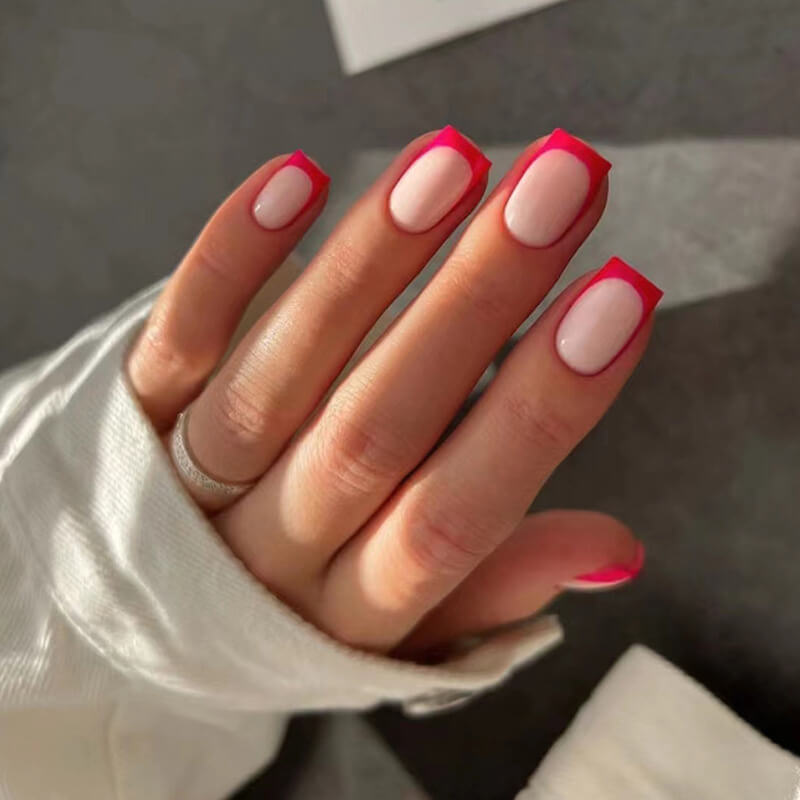 Square Simple Red Nails