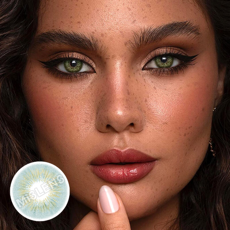 Mislens Sun Kiss Girls Cassie Green color contact Lenses for dark brown eyes