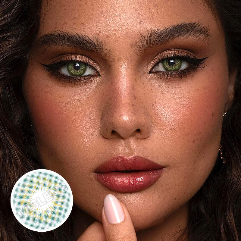 Mislens Sun Kiss Girls Cassie Green color contact Lenses for dark brown eyes