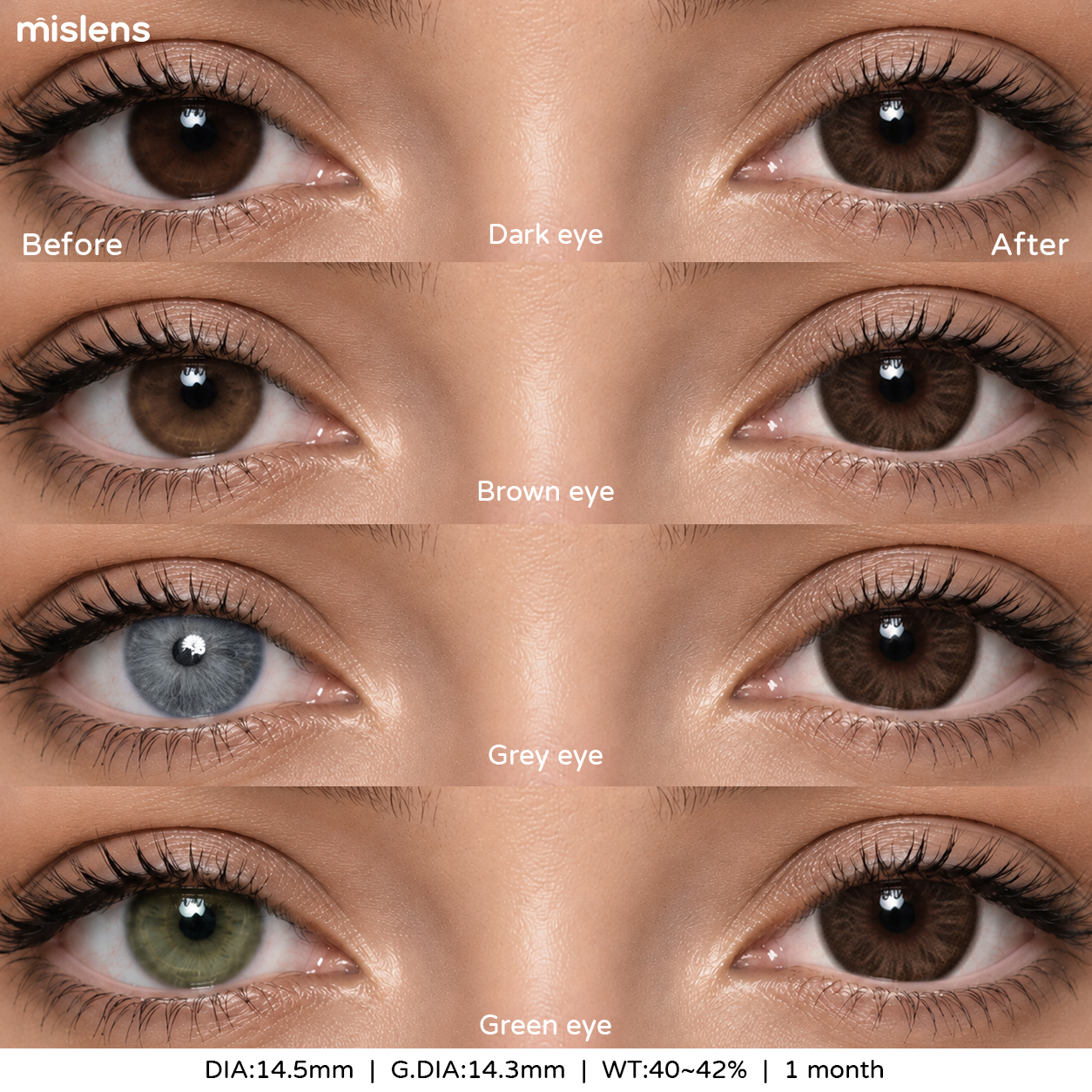 【New】Mislens Bask Brown 1-Month Lenses 