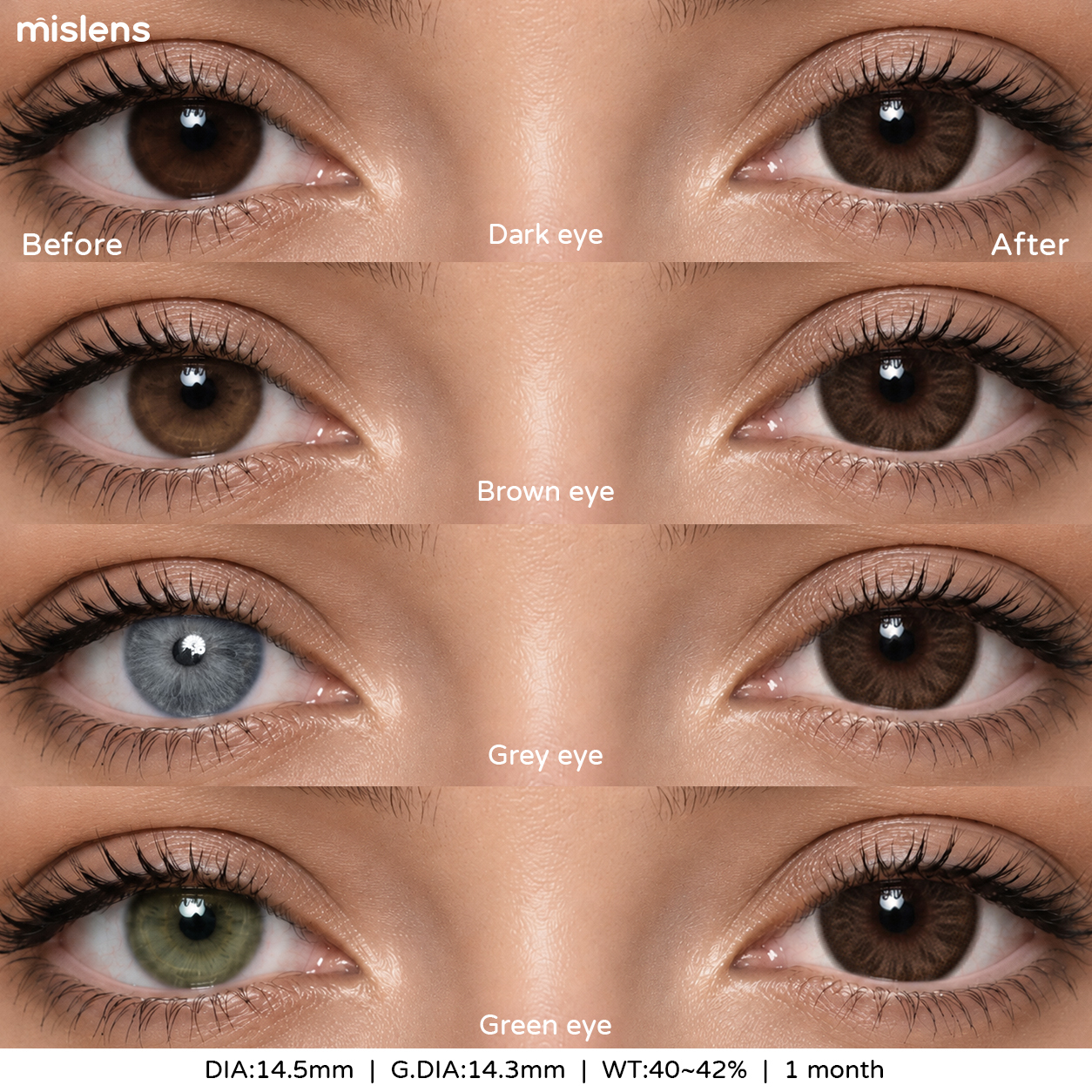【New】Mislens Bask Brown 1-Month Lenses 