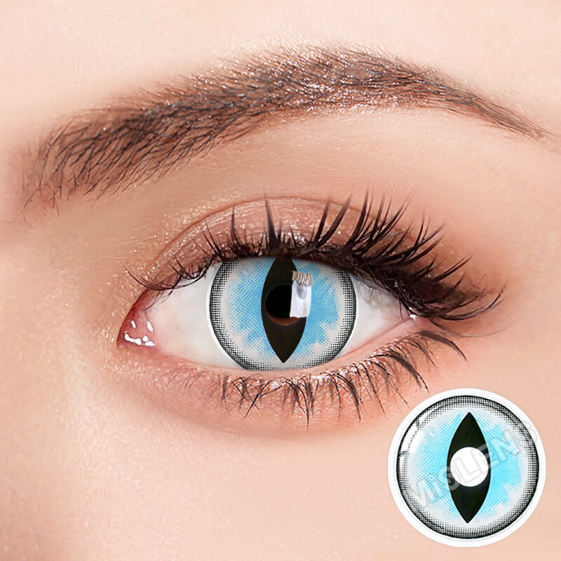 【Clearance】Mislens Sexy Cat Eye Blue Cosplay color contact Lenses for dark brown eyes