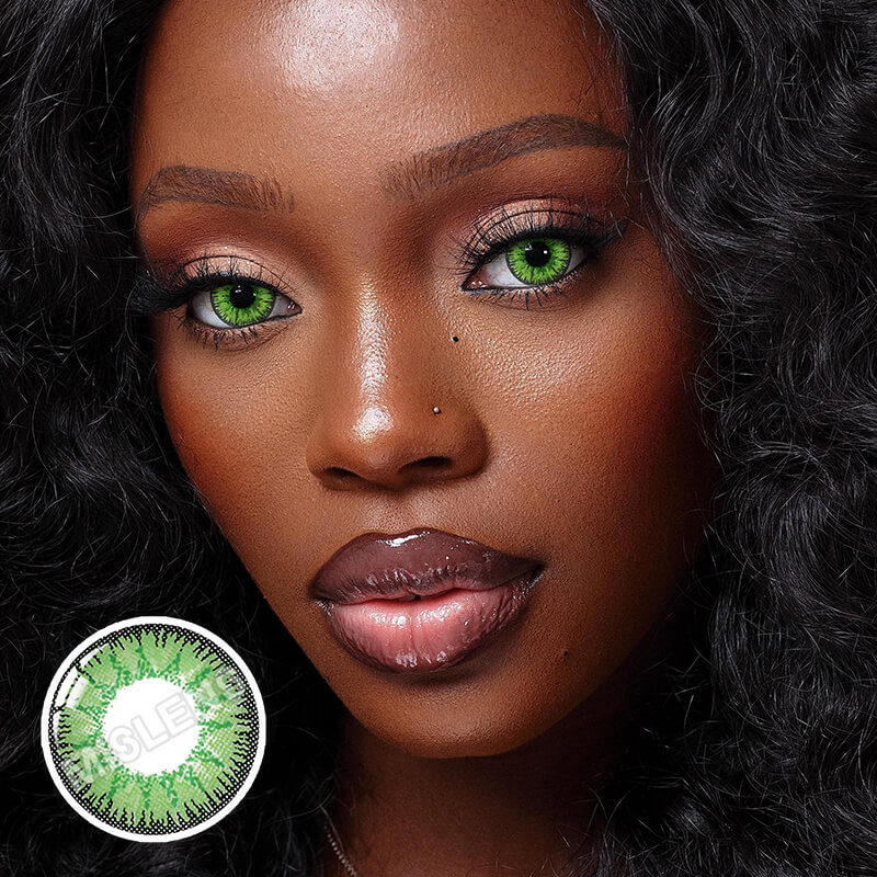 Mislens Vika Tricolor Green color contact Lenses for dark brown eyes