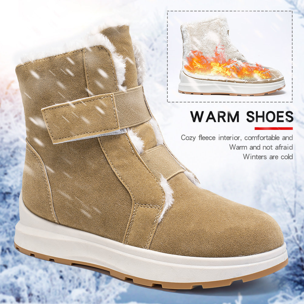 Women's winter warm thick-soled Velcro snow boots