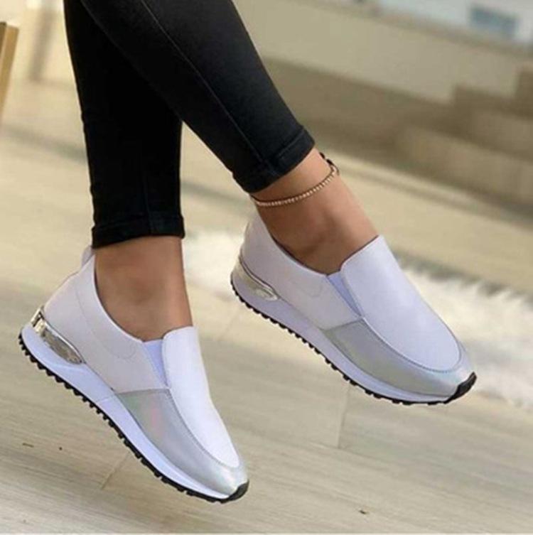 Single shoe round toe flat color block large size loafers