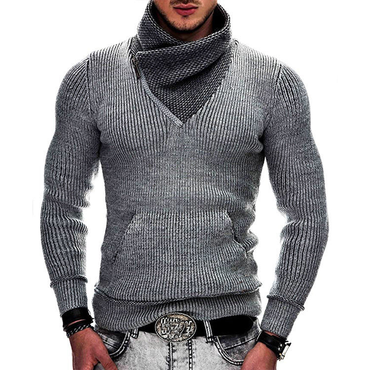 Men Winter Casual Vintage Style Sweater Wool Turtleneck Cotton Pullove