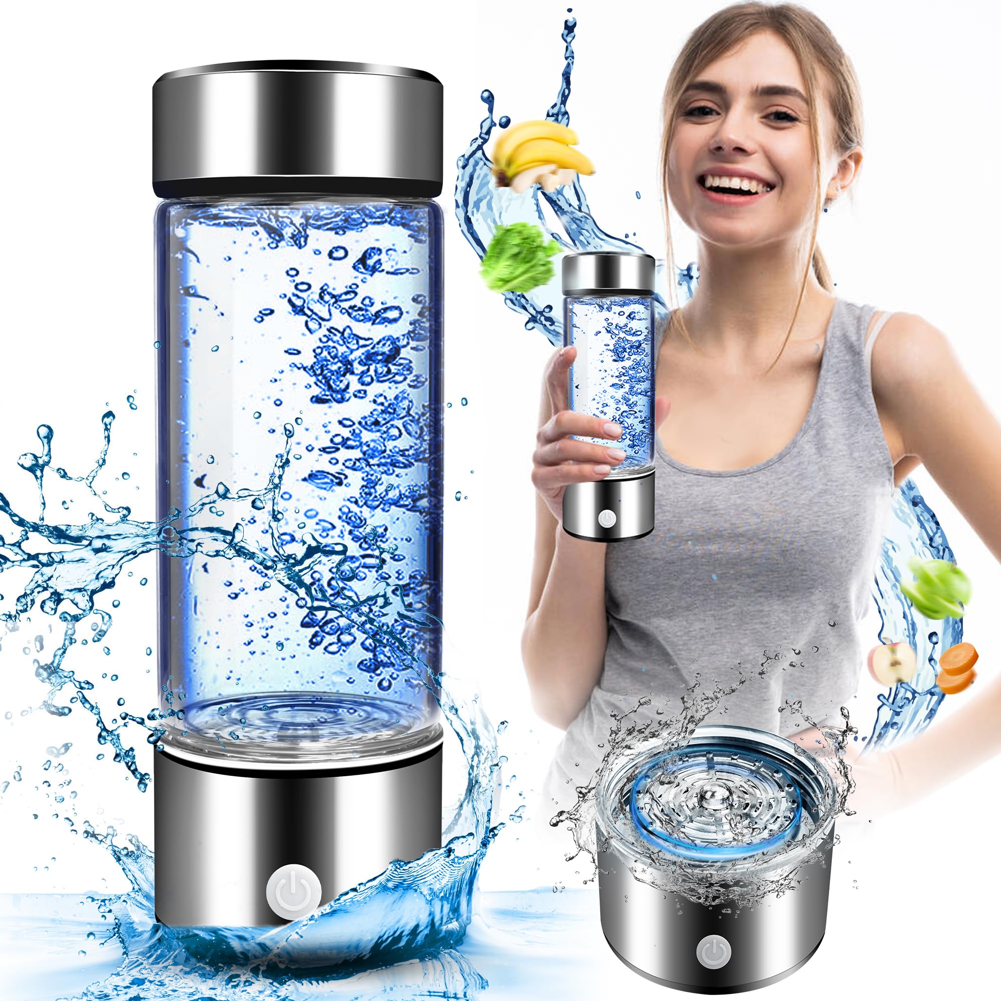 Hydrogen Water Bottle, Portable Hydrogen Water Bottle Generator, Ion Water Bottle Improve Water Quality in 3 Minutes, Water Ionizer Machine Suitable for Home, Office, Travel and Daily Drinking
